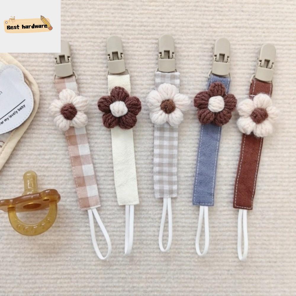DJRGS Dễ thương Giá đỡ núm vú giả hình bông hoa Kẻ sọc Nhựa Dây giữ núm vú giả cho bé Dễ thương Chống rơi Kẹp núm vú giả thêu Trẻ sơ sinh