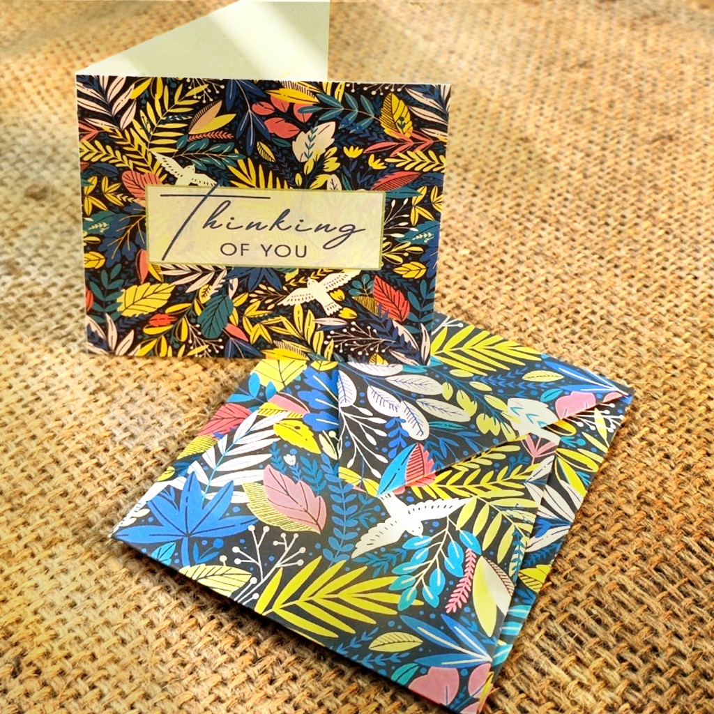 Thiệp cám ơn thiệp chúc mừng có kèm bao thư thank card 10x10cm
