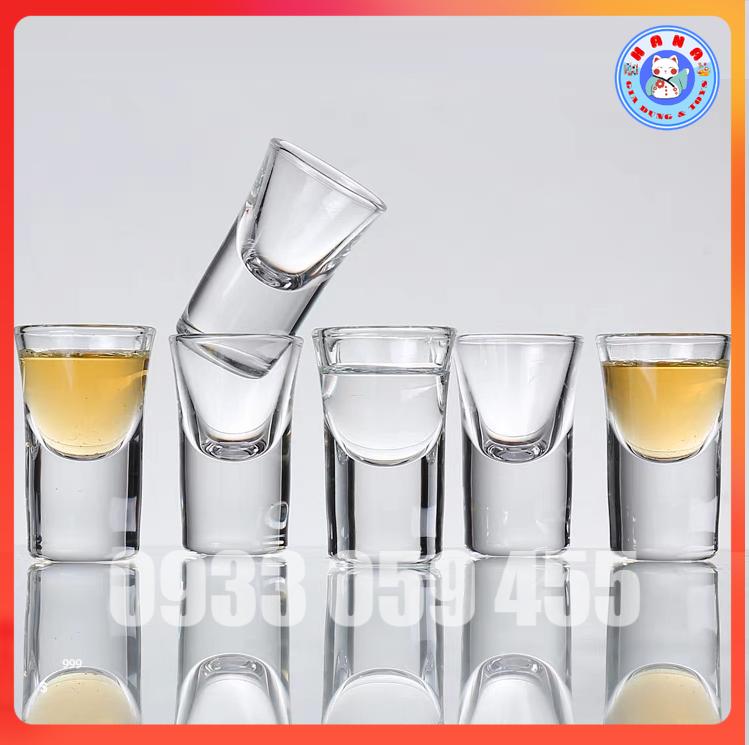 Bộ 6 Ly Rượu Shot Thủy Tinh Đế Dày 35Ml Ly Cốc Uống Rượu Thủy Tinh Ly Sot Chén Uống Rượu đế dày sang