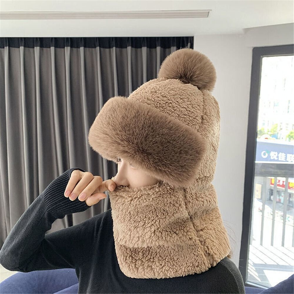 SALARY Mùa đông Tai Bảo Vệ Đi xe đạp Cổ Ấm Hơn Nhung sang trọng Mũ Beanies Hat Hat Khăn Đặt - 5