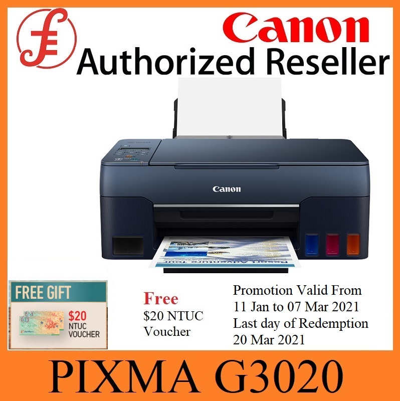 Canon PIXMA Ink Efficient G3020 | Easy Refillable Ink Tank, Wireless, All-In-One Printer for High Volume Printing Singapore