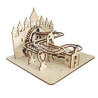 3D Wooden Puzzle Castle Marble Run Rotating Track Mechanical Gears Constructor Engineering Kits for Adults Teens Gifts thumbnail