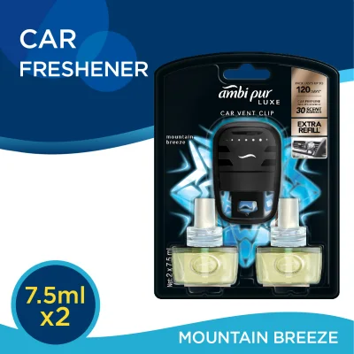 Ambi Pur Luxe Car Vent Clip Mountain Breeze Car Air Freshener 7.5ml x 2