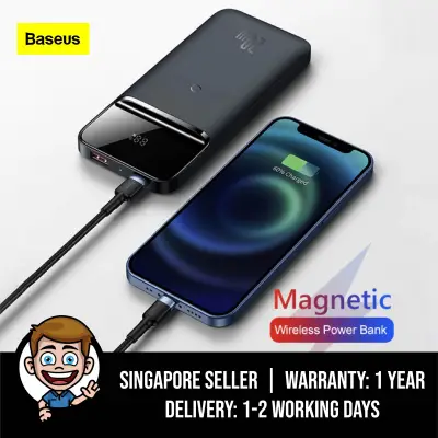 Baseus Magsafe Powerbank, Magnetic Wireless Power Bank 10000mAh PD 20W USB Type C to Lightning, iPhone 12 Fast Charging