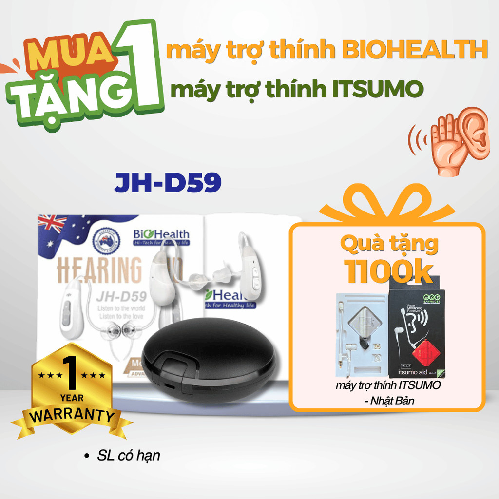 MÁY TRỢ THÍNH BTE BIOHEALTH JH-D59 - BẢO HÀNH 12 THÁNG