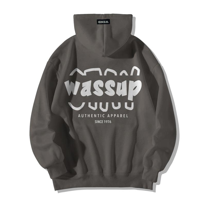 Áo hoodie unisex form rộng WASSUP nỉ Bông nam nữ oversize ulzzang