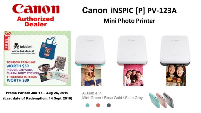 Canon Mini Photo Printer PV-123A, Rose Gold/Mint Green/Slate Grey PV-123 mini Photo Printer Singapore