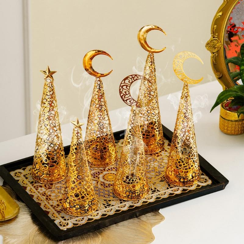 Decorstive kim loại cutout incenses Burners truyền thống Arabic trăng sao cây thông incenses chủ nhà tinh thần decors