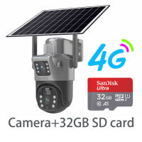 V380 Soalr 8MP Dual Lens solar cctv Solar street light low power consumption Outdoor waterproof 4G/Wifi Cctv camera connect cellphone 360° 4G cctv camera for house outdoor
