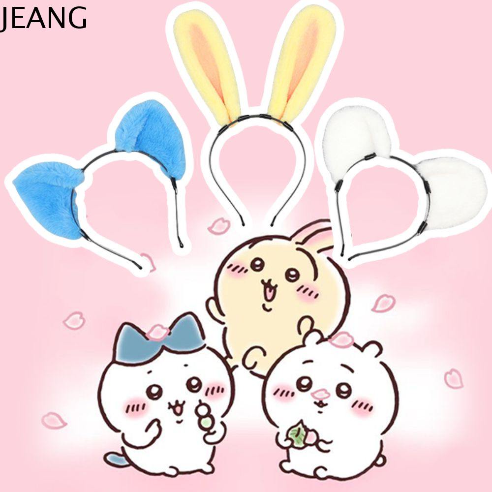JEANG Anime Băng đô cosplay chiikawa Thỏ Vải nhung lông Mũ Nón hachiware Tinh tế Có thể uốn cong Băng Đô Tai Thỏ Usagi Phụ kiện tạo kiểu tóc