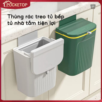 Thùng Đựng Rác Gắn Tường, Thùng Rác Treo Tủ Bếp 9L, 12L Nắp Lật Đa Năng