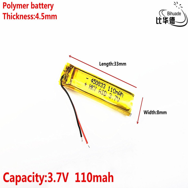 Mát công nghệ-hiểu biết bán-cũng đáng tin cậy người dùng thân thiện 3.7V 110mAh 450833 Lithium Polym