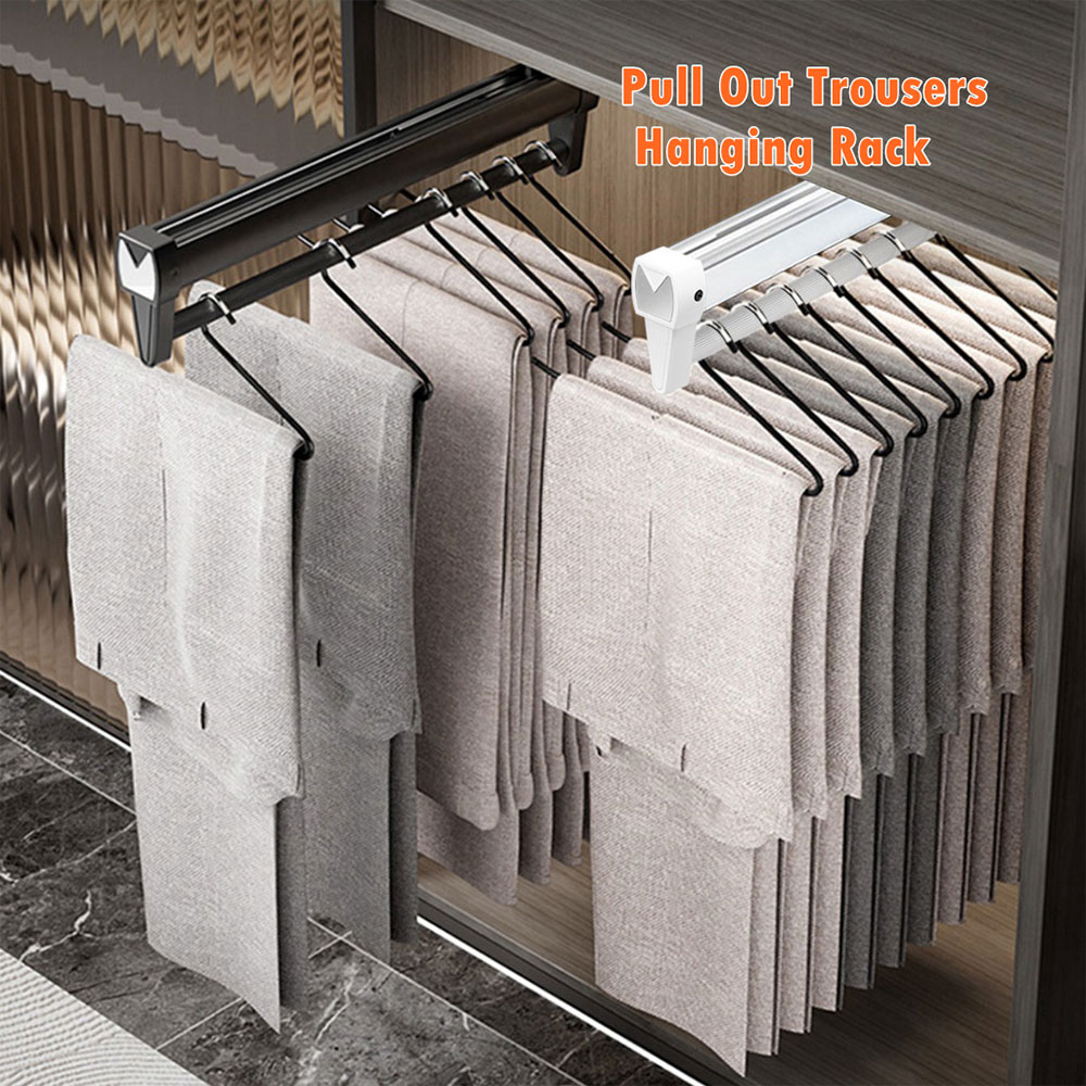 Pants Rack Heavy Duty Top Mount Closet Rod Slide Wardrobe Pull Out ...