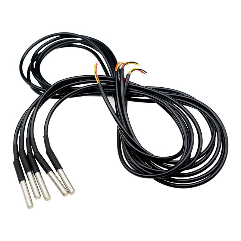5pcs 5M Temperature Sensor Temperature Probe Stainless Steel Package Cable Waterproof Digital Thermostat Sensor
