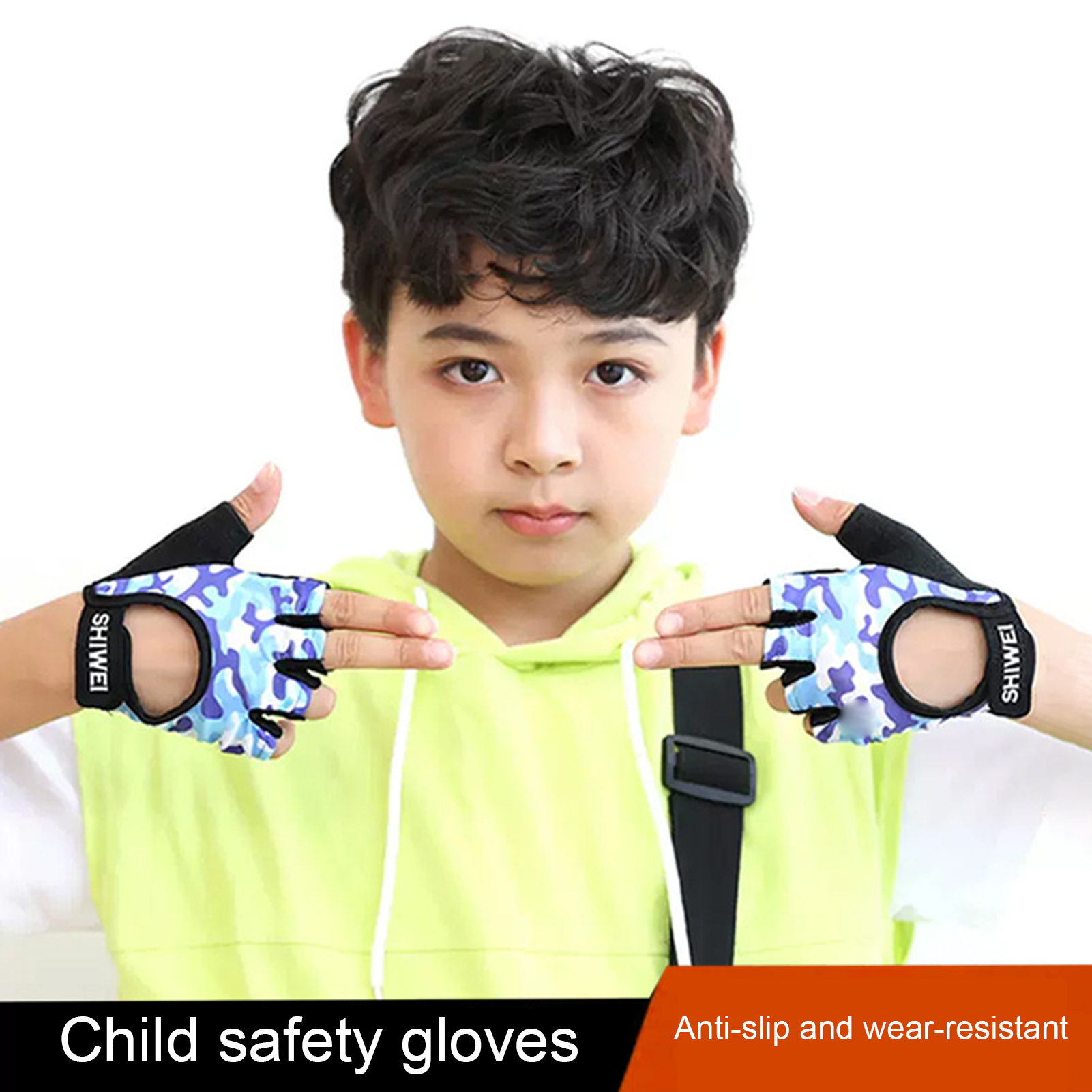 Ralapu Wear-resistant Gloves Outdoor Gloves Kids Half Finger Gloves