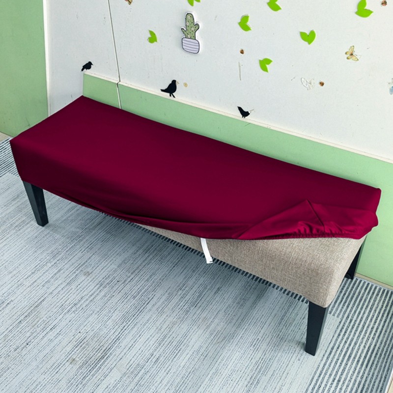 Elastic Bench Chair Cover Plain Series Long Dining Bench Cover Washable Stretch Seat Protector Piano Stool Cover