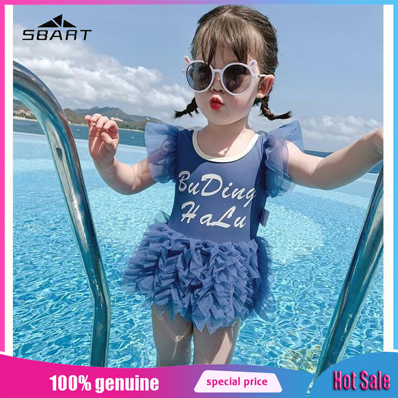 SBART Children's Swimsuit Elegant Swan Lake Ballet Swimsuit with Frillies Cross Back Design ราคา 134 บาท*ส่งฟรี