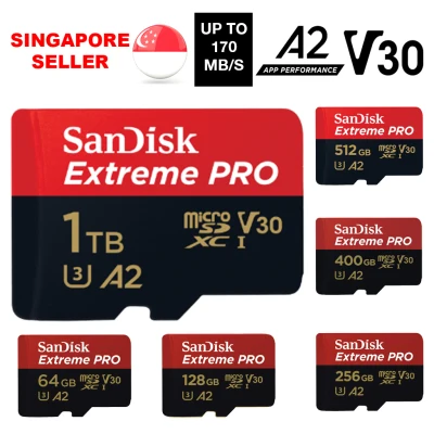 SanDisk Extreme Pro 32GB I 64GB I 128GB I 256GB I 400GB I 512GB microSDXC USH-3 A2 R170mb/s W90mb/s with Adapter A2