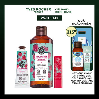 Bộ 3 sản phẩm Yves Rocher: Sữa tắm dạng gel 400ml - Kem dưỡng da tay 30ml - Son dưỡng không màu 4.8g
