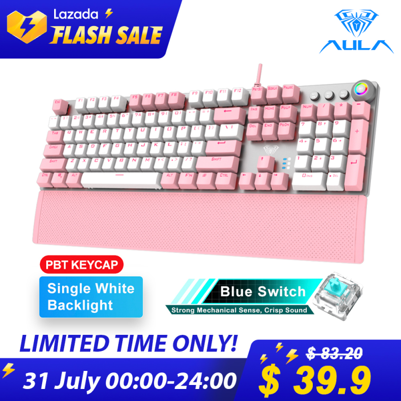 AULA F2058/F2088 Mechanical Gaming Keyboard wrist rest Multimedia Knob, Marco Programming metal panel LED Backlit keyboard for Computer Gamer Singapore