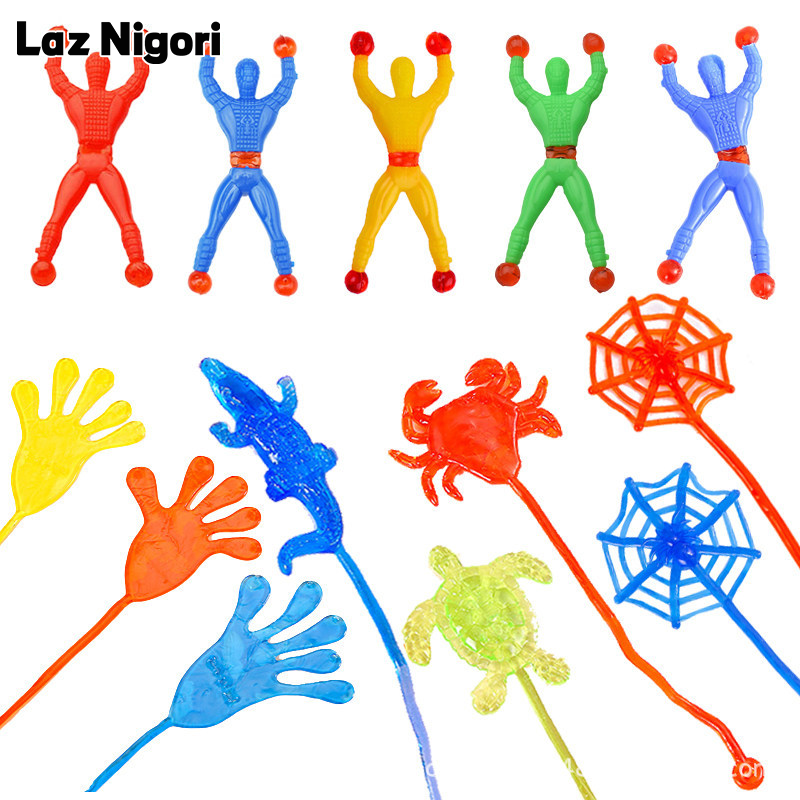 Laz Nigori Stretchy Sticky Hand Toys for Kids - Fun Wall Climbing Spiderman & Animal Shaped Stress Relief Playset ราคา 15 บาท*ส่งฟรี