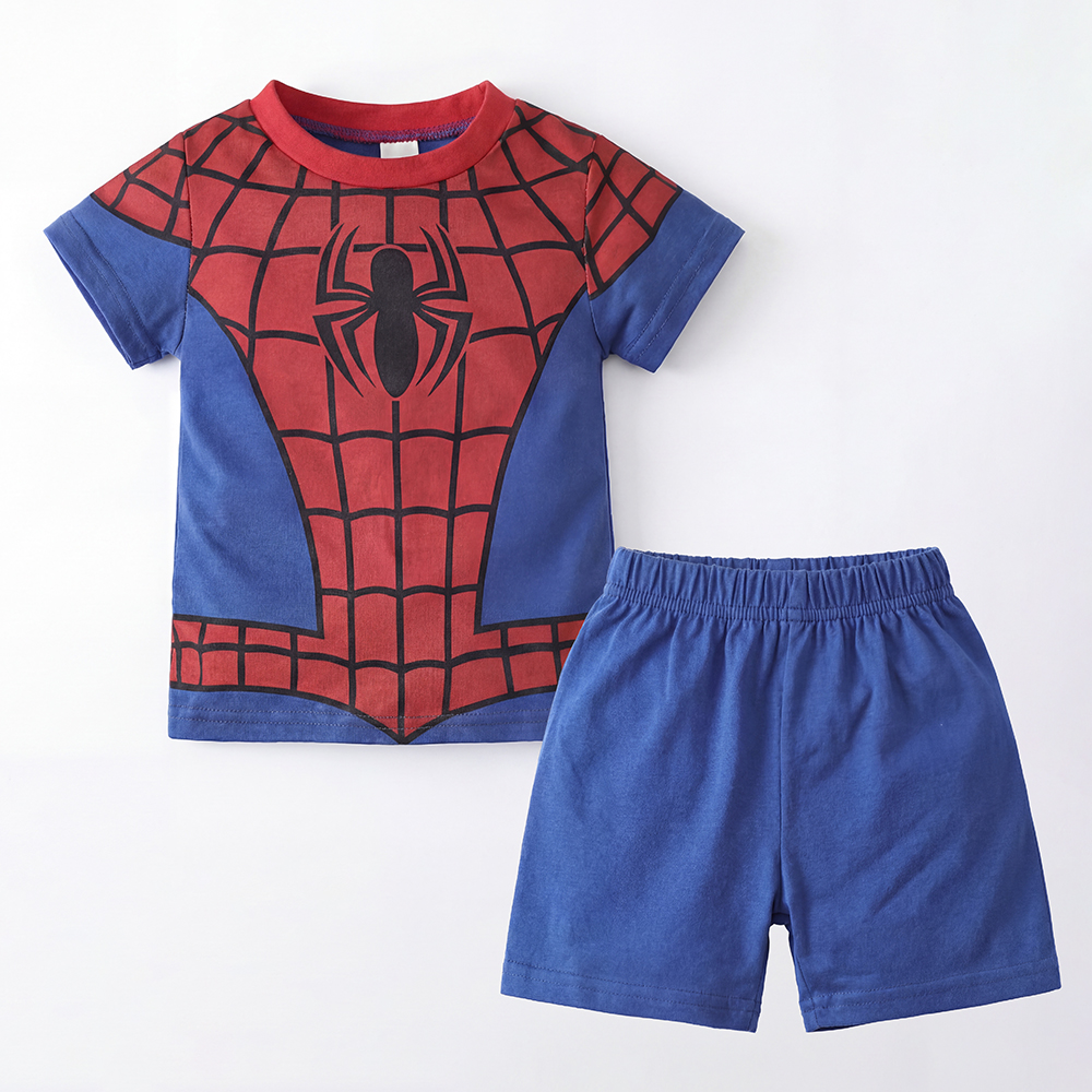Baby Boy Clothes Set Cartoon Marvel Superhero Spiderman Short Sleeve Outfits Cotton Toddler Kids Clothing Sets 1-7 Years - 2