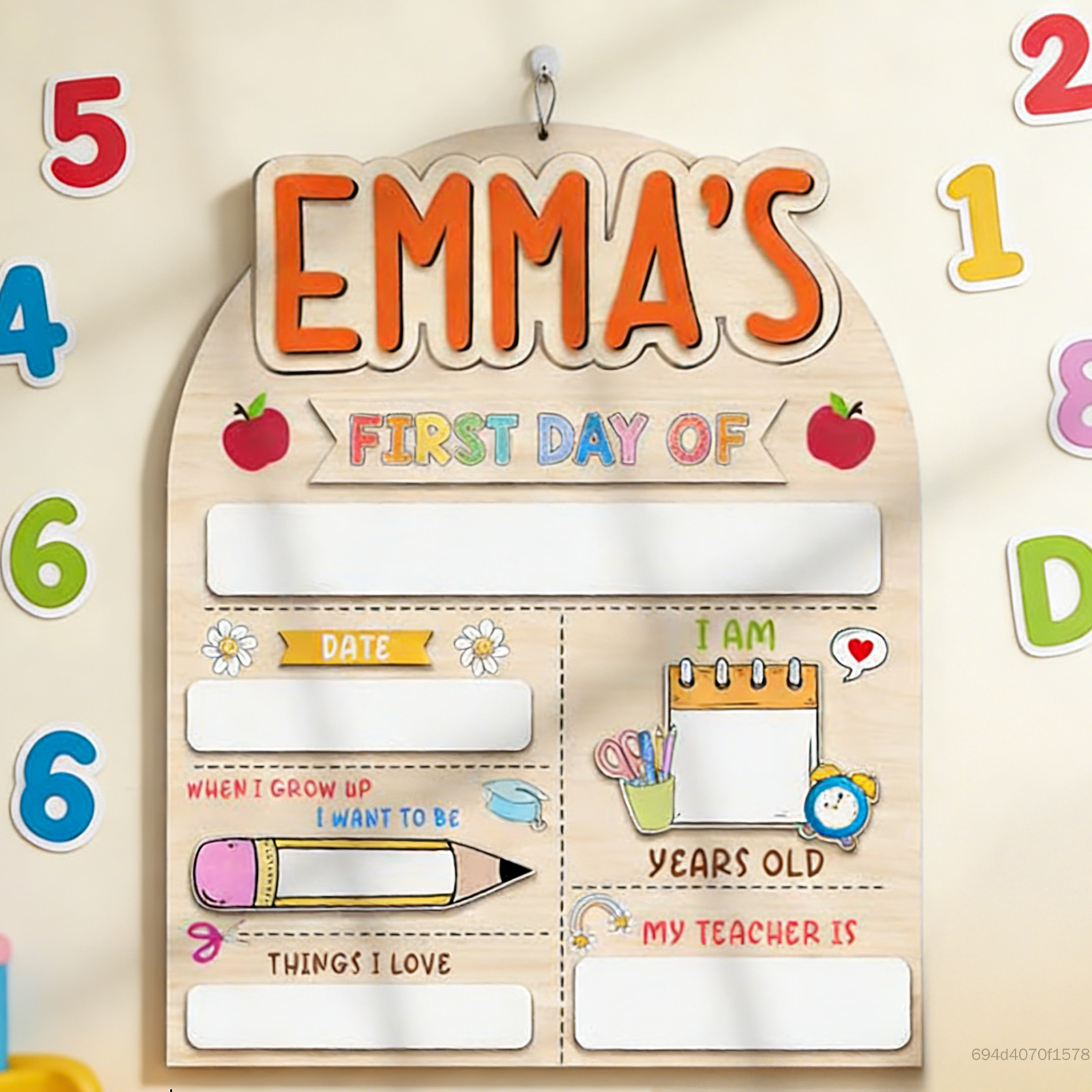 Dấu hiệu Back To School được cá nhân hóa Chất liệu tự nhiên Xyloid cho Ngày đầu tiên Ảnh Prop E-L-VN Giá 191,000 Đồng*Miễn phí vận chuyển