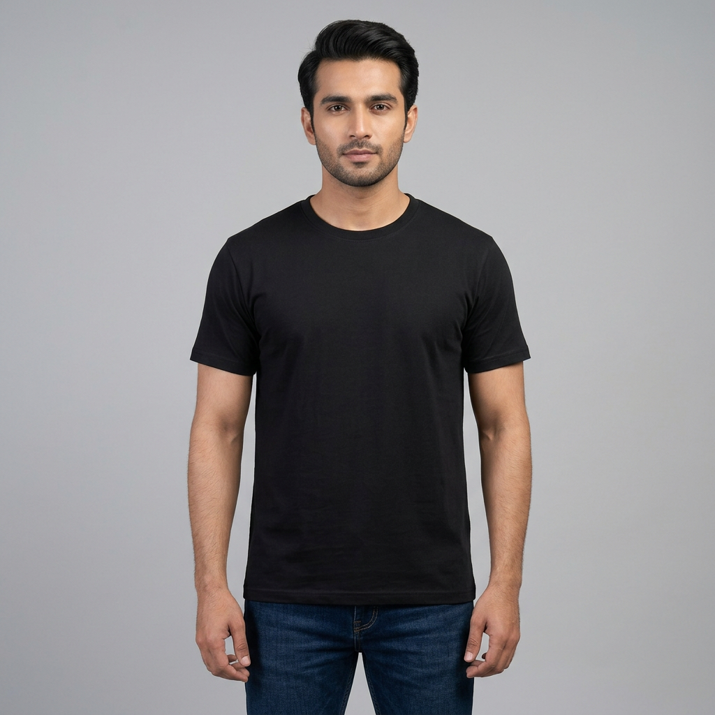 Men's Basic Black Half Sleeves Tshirts For men