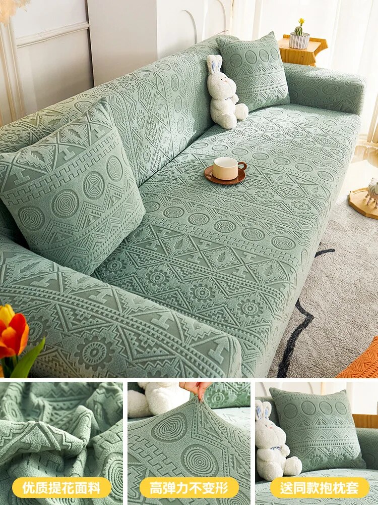 Bọc ghế sofa đàn hồi Jacquard hình chữ L 1/2/3/4 chỗ ngồi Bọc ghế co giãn slipcover bảo vệ lười biếng cậu bé ngồi có thể ngả Bìa