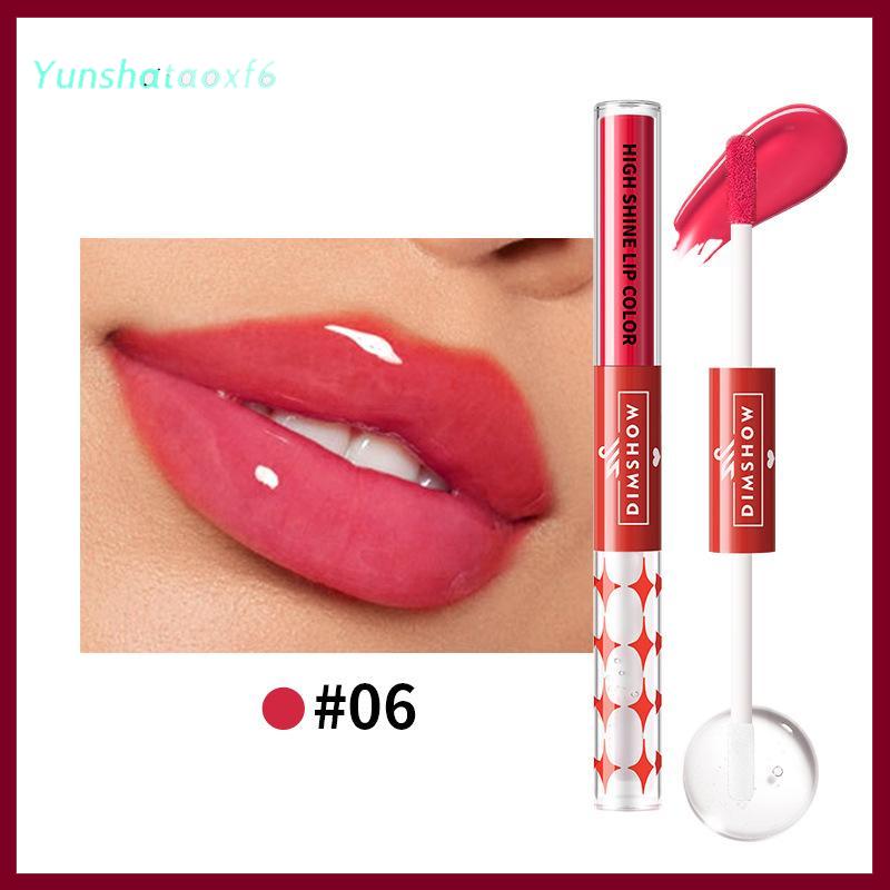 yunshataoxf Hai đầu dưỡng ẩm gương son bóng, lâu dài và không thấm nước nhung son môi, Màu vẽ không Smudge không dính cup - 6