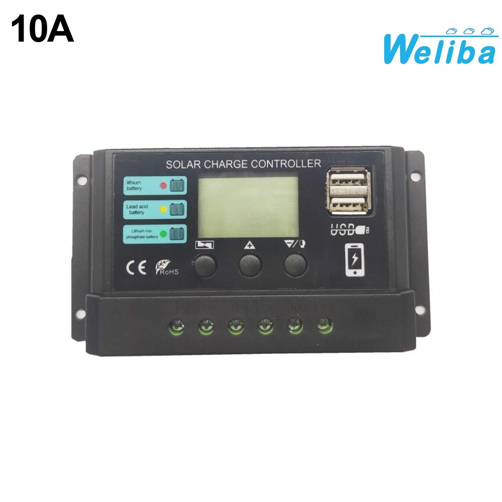 【Weliba】 10A 20A 30A LCD Solar Charge Controller Compatible with 12V 24V PV Panels [New Hot Sale] ราคา 91 บาท*ส่งฟรี