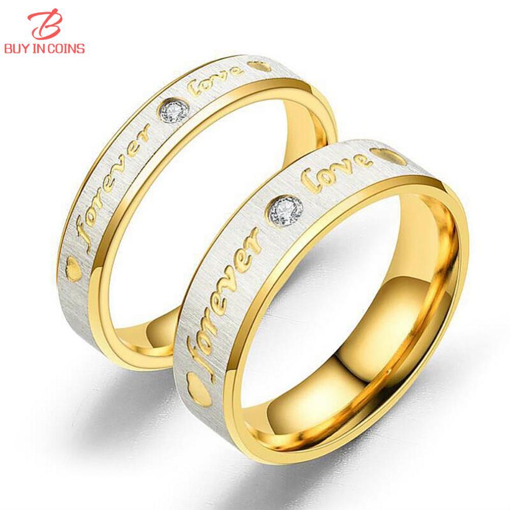 Nhẫn titan bc nhẫn thép không gỉ nhẫn đính hôn trái tim và pha lê vĩnh cửu cặp đôi nhẫn cưới tình yêu vĩnh cửu cho nam nữ