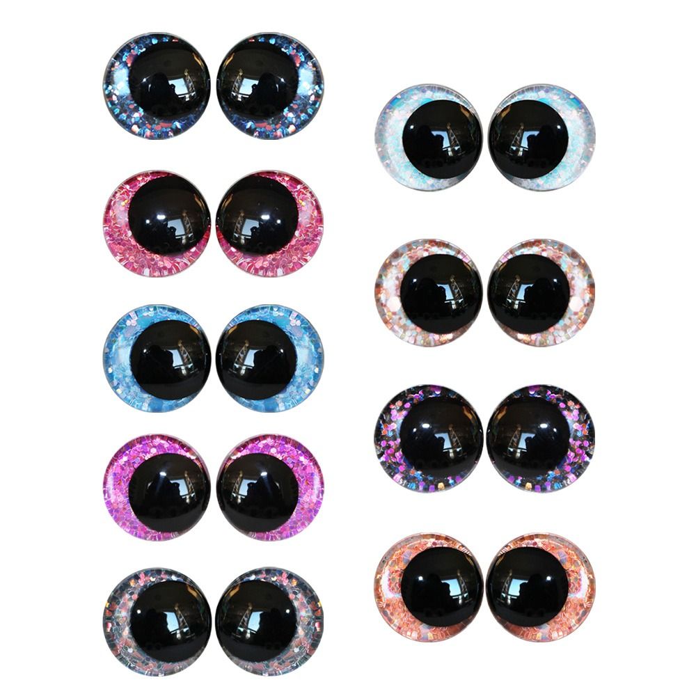 MILITA 3D Mắt búp bê 14mm 10 cái Mắt an toàn Hoạt hình Lấp lánh Đôi mắt lạ Búp bê