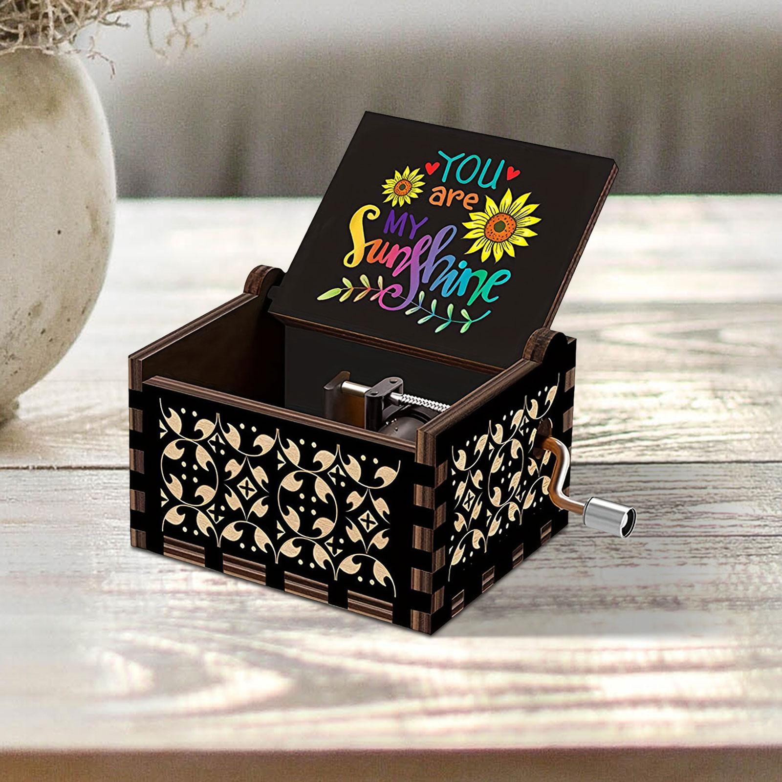 segolike Wooden Music Boxes Wooden Hand Crank Wooden Sunshine Musical Box