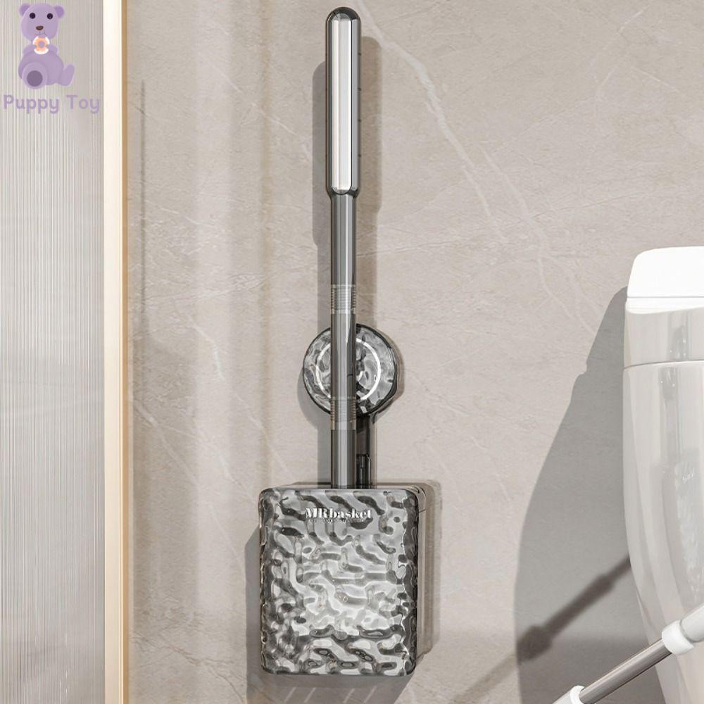 TESDFD Họa tiết Sông Băng Bàn chải nhà vệ sinh cốc hút Gắn tường Tay cầm dài Bàn chải vệ sinh phòng tắm Có thể giặt Trong suốt Bộ giá đỡ bàn chải nhà vệ sinh Phòng tắm