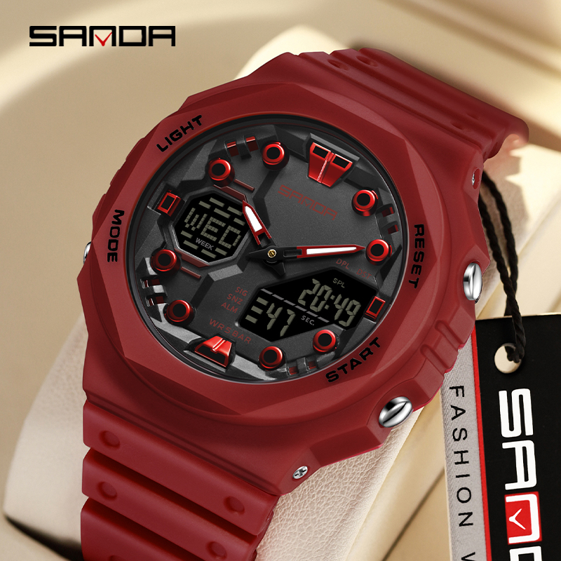 Sanda Large Dial Multifunctional Trendy Urban Outdoor Waterproof Sports Men's Watch SD6200-3 ราคา 287 บาท*ส่งฟรี