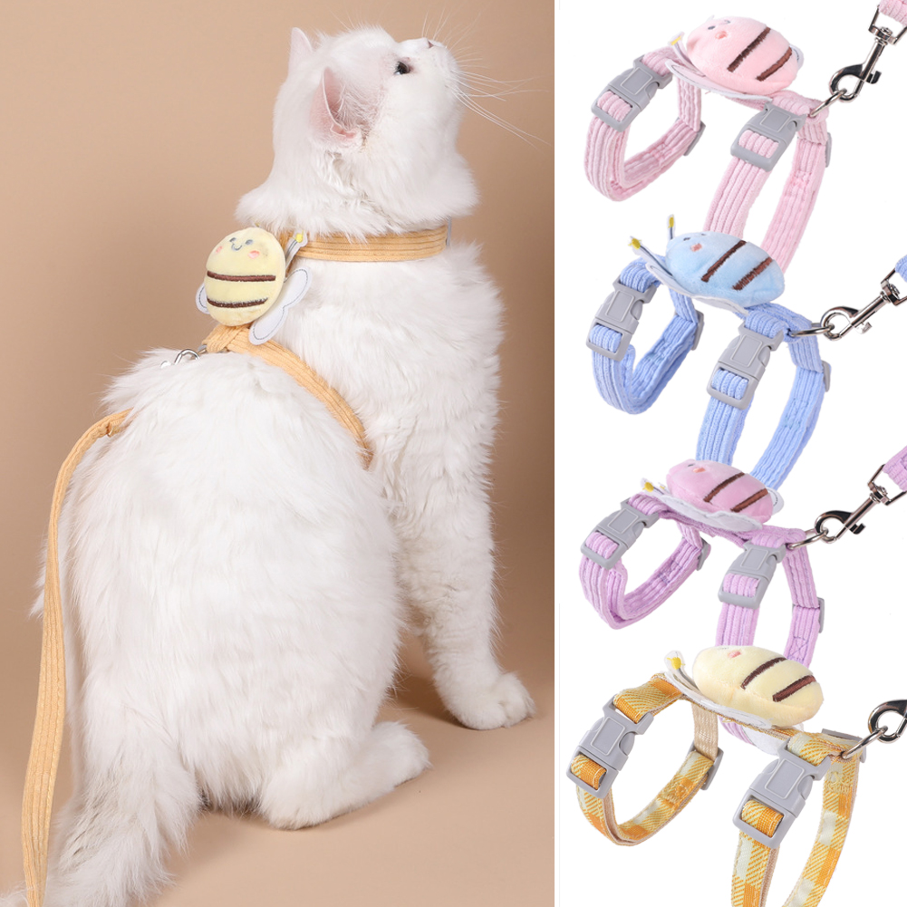 Juanya Dễ Thương yếm cho mèo Vest Dây dắt chó Có Thể Điều Chỉnh Vòng cổ thú cưng đai kéo Dây Dây dắt Bộ Vật Nuôi Dây Xích Cho Mèo chó nhỏ