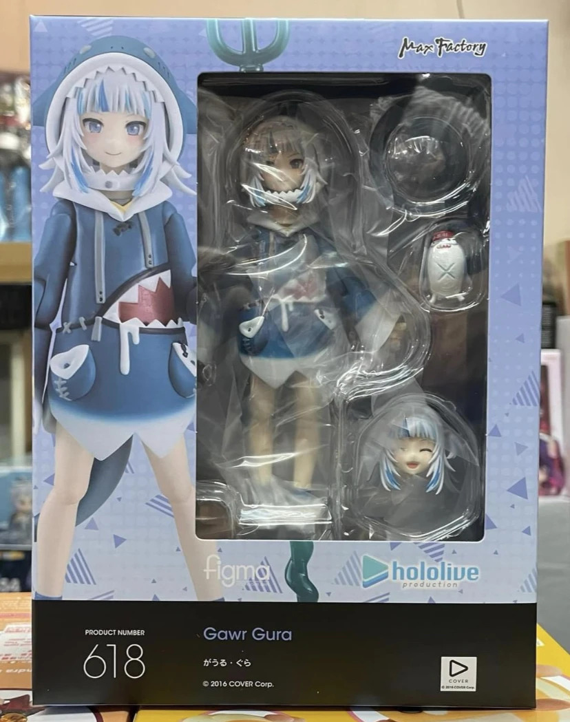 Max Factory GSC Figma 618 Gawr Gura Hololive 13.5CM Anime Figure Model Collectible Action mô hình