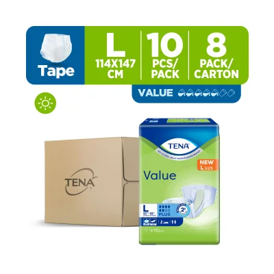 [FREE 2x 40S WIPES] TENA Official Store - TENA Value L10s X 8