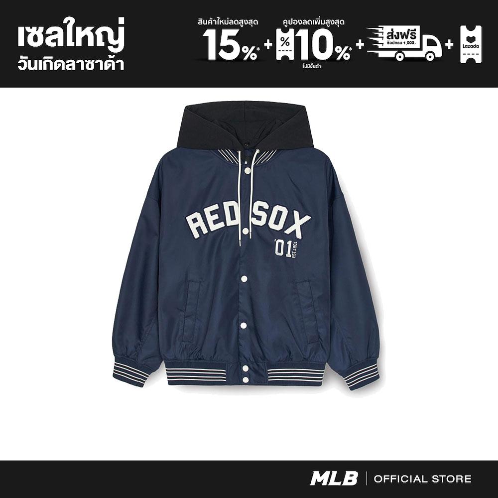 MLB เสื้อแจ็คเก็ต ยูนิเซ็กส์ Unisex Nylon Front Logo Hood Varsity Jacket (Single Layer) รุ่น 3AJPV0451 43NYS สีน้ำเงิน ราคา 7,590 บาท*ส่งฟรี