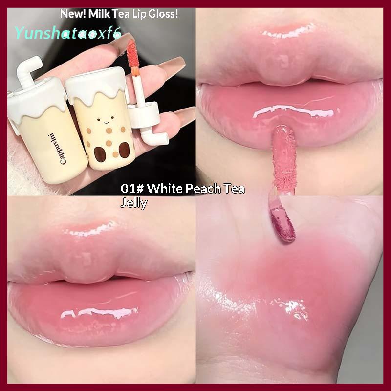 yunshataoxf Cappuvini Dễ Thương Trà Sữa Cup Hình Nước Ánh Sáng Son Bóng Lâu Dài Không Phai Gương Nước Trái Cây Nhuộm Lip Tint Cho Phụ Nữ Trang Điểm - 2