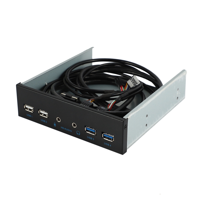 5.25 Inch Desktop Pc Case Internal Front Panel Usb Hub 2 Ports Usb 3.0 And 2 Ports Usb 2.0 With Hd Audio Port 20 Pin Connector