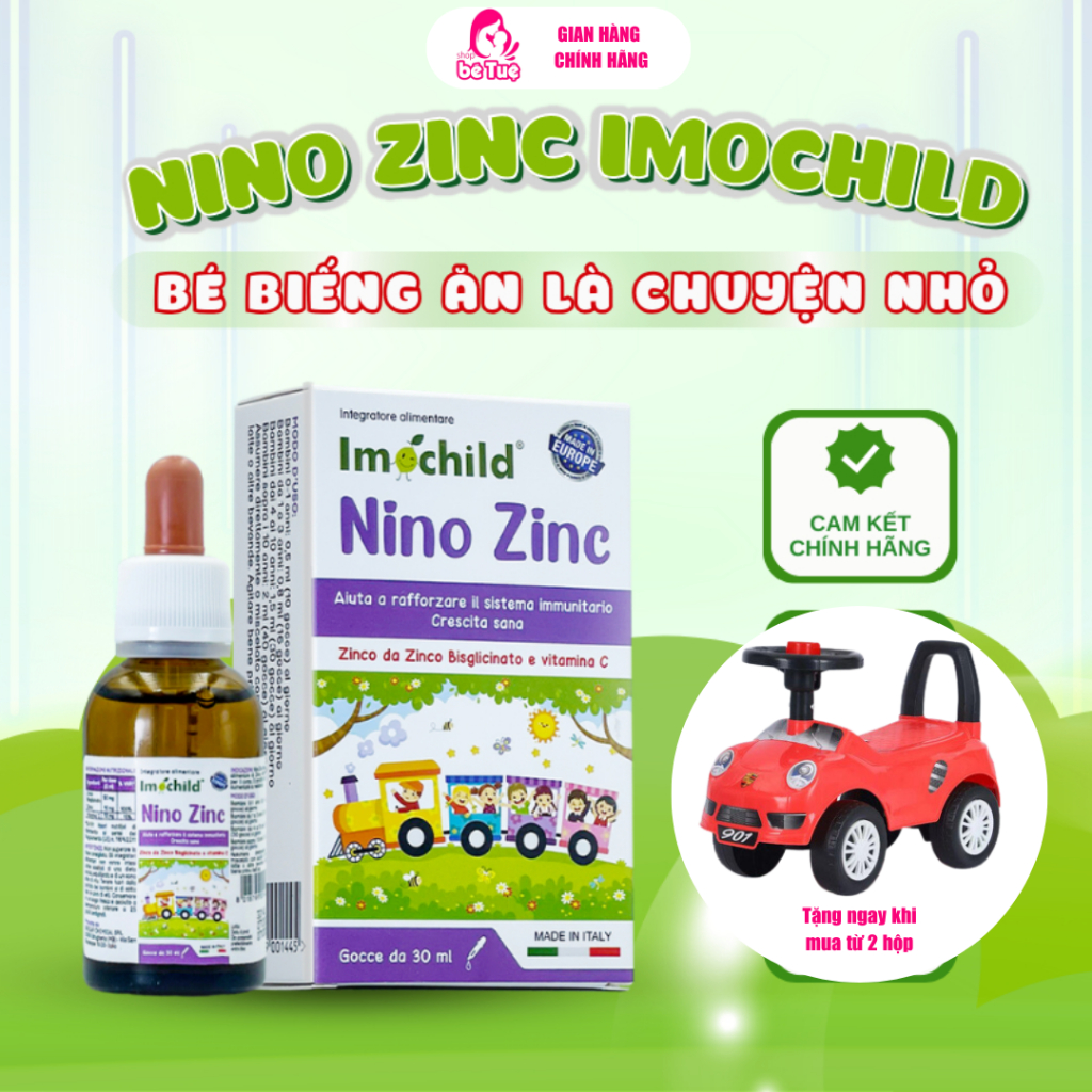 Kẽm Nhỏ Giọt Cho Trẻ Từ Sơ Sinh Nino ZinC IMOCHILD, Cải Thiện Biếng Ăn, Đề Kháng Khỏe lọ 30ml