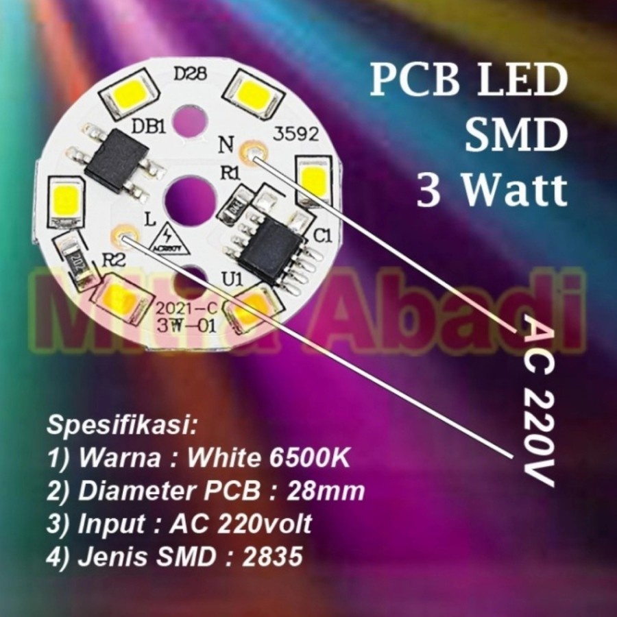 PCB Round LED SMD 2835 Putih 6500K AC 220V