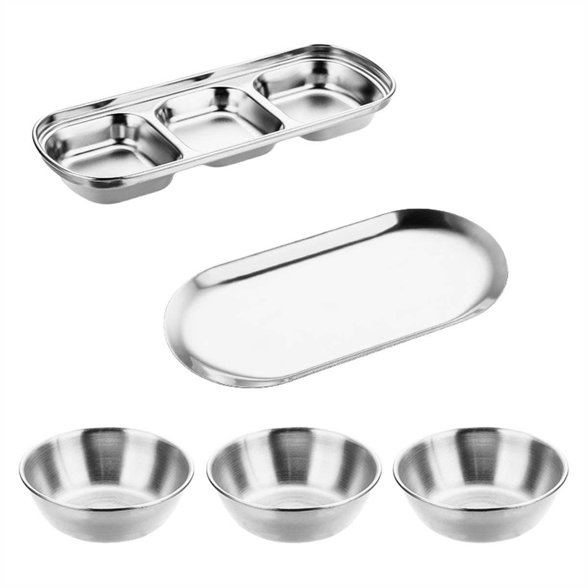 Hozzby phong phú Số lượng bát nhúng thiết lập nước sốt thép không gỉ món ăn xây dựng mạnh mẽ 【hàng có sẵn】