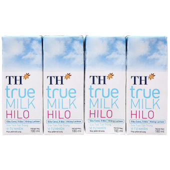 Lốc 4 hộp sữa tươi tiệt trùng vị tự nhiên TH true MILK Hilo 180ml Sieuthitoanngoc