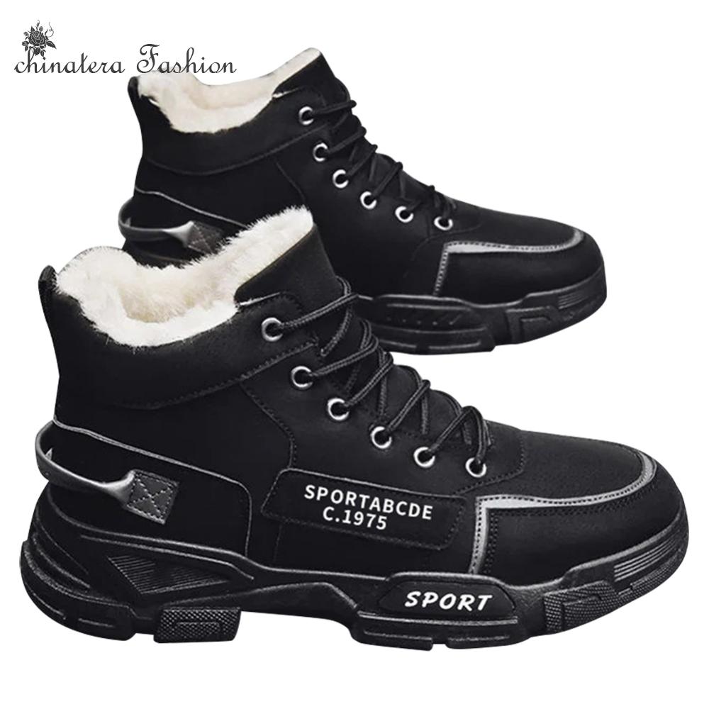 Quest Fashion Men Sports Shoes Fur Lined Thermal Warm Boots Non-Slip Hiking Boots for Outdoor Hiking Trekking Walking