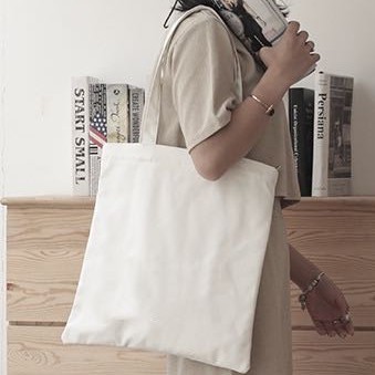 Plain Canvas Flat Tote Bag with Zipper Katsa