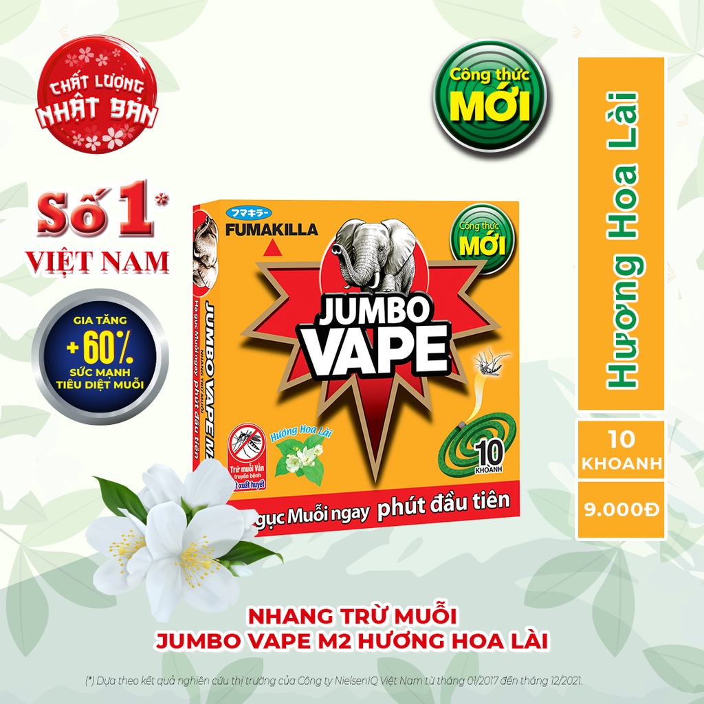 Nhang Muỗi Jumbo - Hộp 10 cái - Hương Dễ Chịu - An Toàn