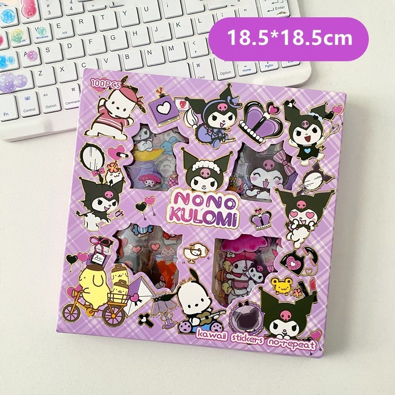box kuromi Sticker 100 pcs Waterproof sticker Sanrio stickers KT melody series Cinnamoroll Stickers